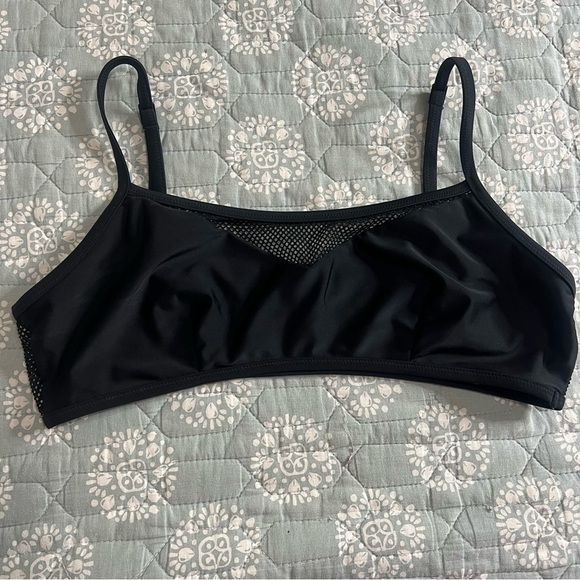 Black Mesh Detail Swim Top - Picture 1 of 4